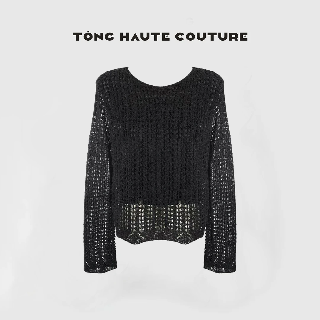 【白茶】气质休闲镂空时尚百搭毛针织衫 YYOO4