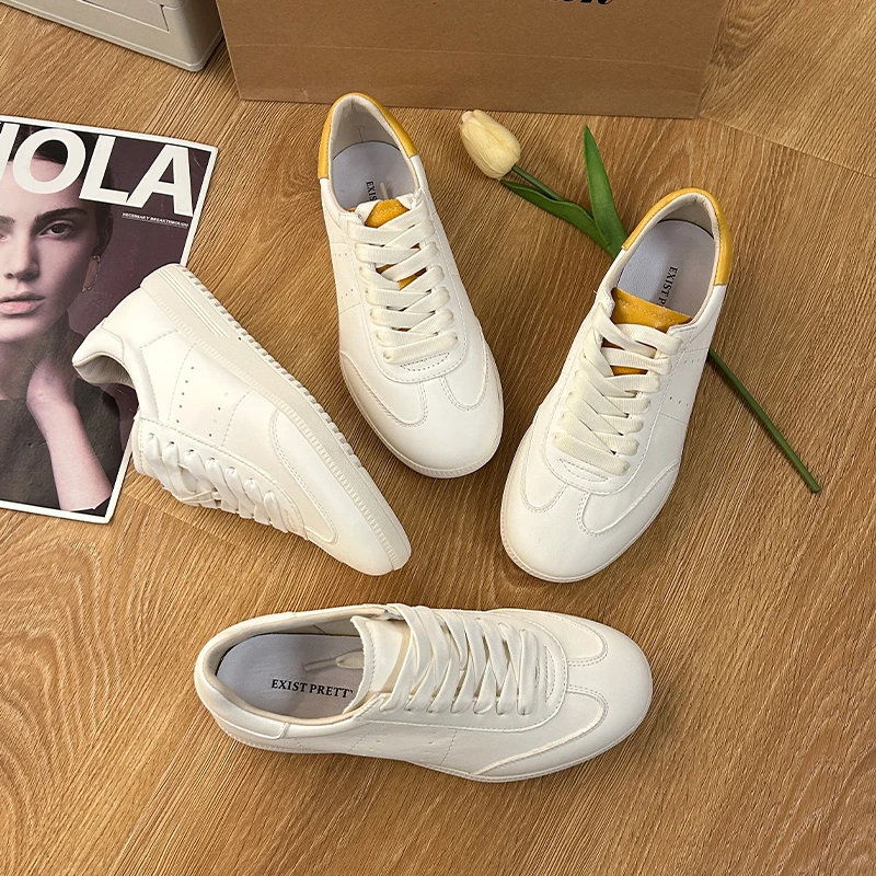 【MC】休闲小白鞋女鞋2026时尚百搭韩版系带板鞋软底软面阿甘鞋