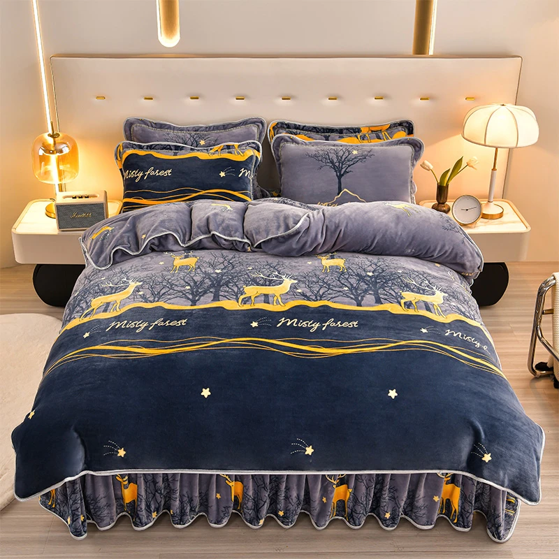 新款8斤多加厚牛奶绒四件套加绒保暖冬季套件床品XM