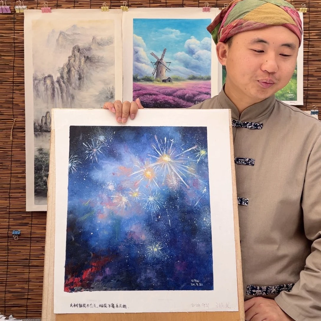 油画行路人小院绘画作品竞拍