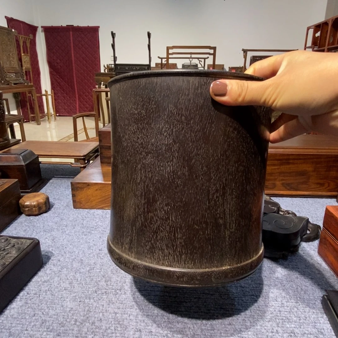 香榧木道*道紫檀素面笔筒20口径