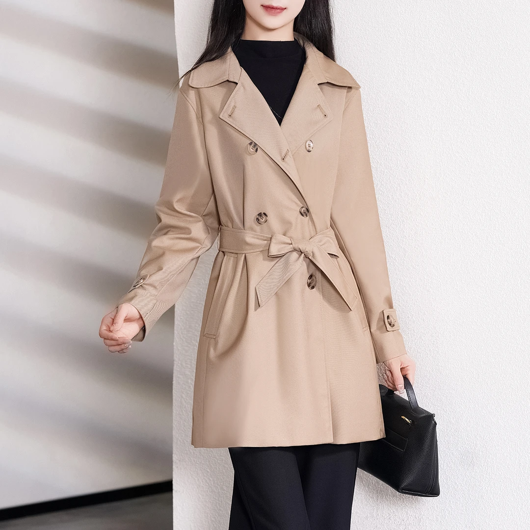 【春季新款】韩版经典复古气质翻领百搭款风衣BQ4200 衣长82