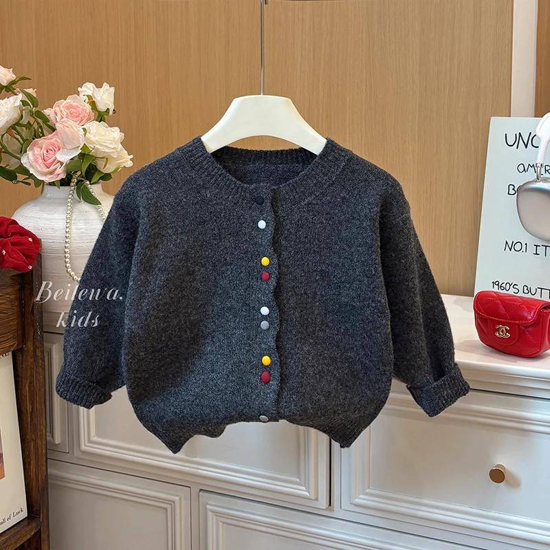 新款毛衣春秋韩版时髦开衫针织休闲毛衣洋气上衣女童秋装女童外套