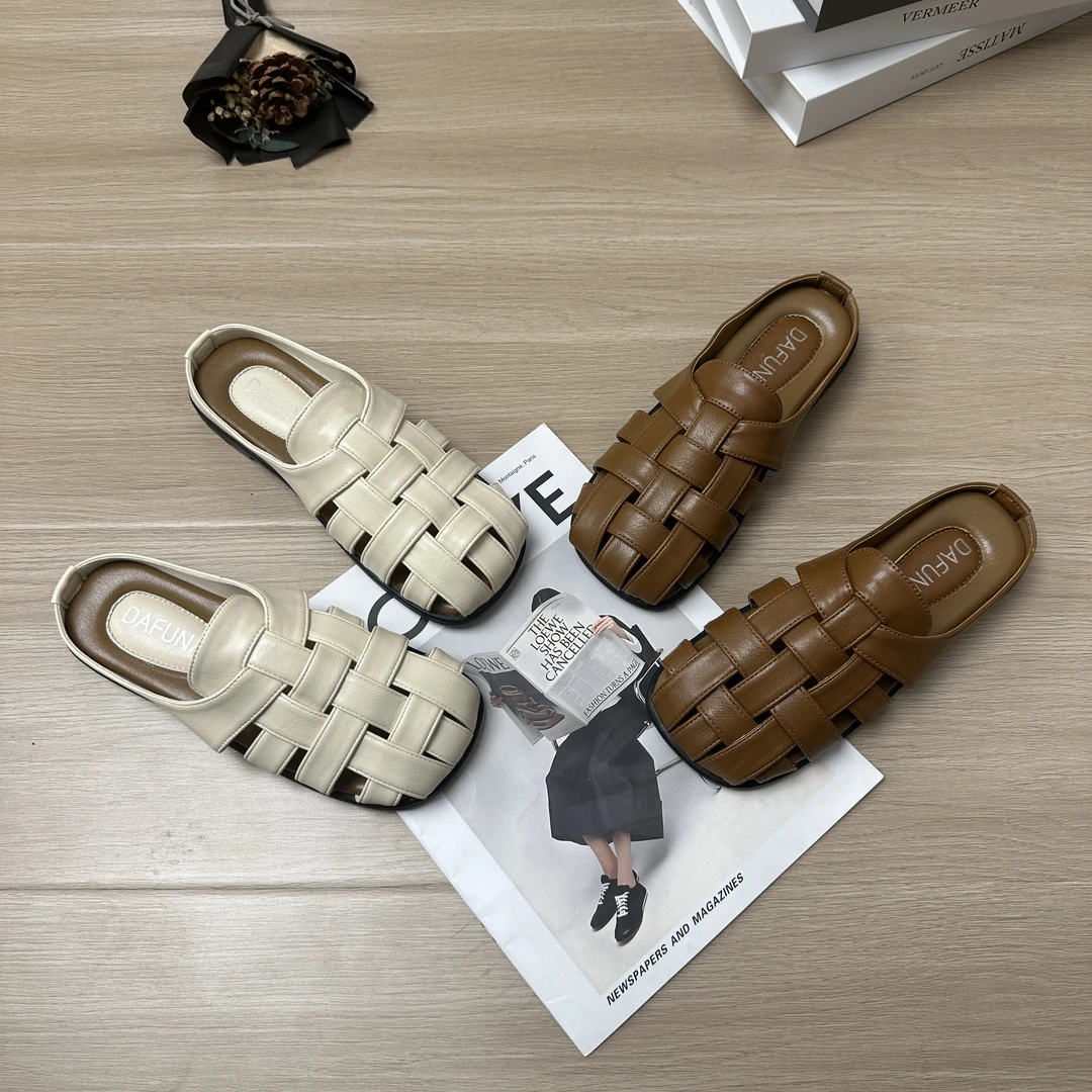 【RW】慵懒编织软法式温柔透气凉鞋女ins夏季外穿厚底沙滩包头拖鞋