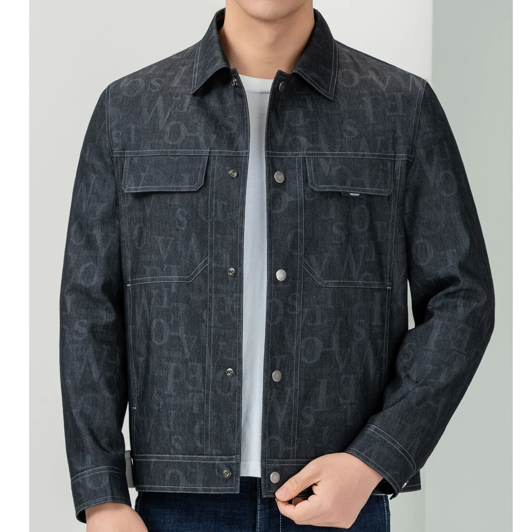 男士休闲牛仔翻领外套夹克5302