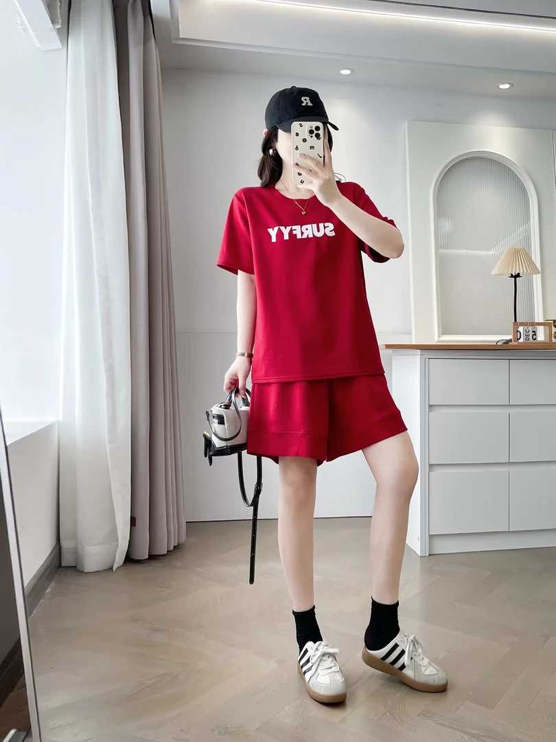 大码休闲运动服套装夏季爆款短袖上衣宽松短裤两件套装032