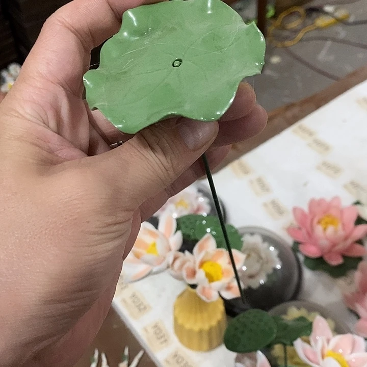 瓷片纯手工陶瓷花摆件瑕