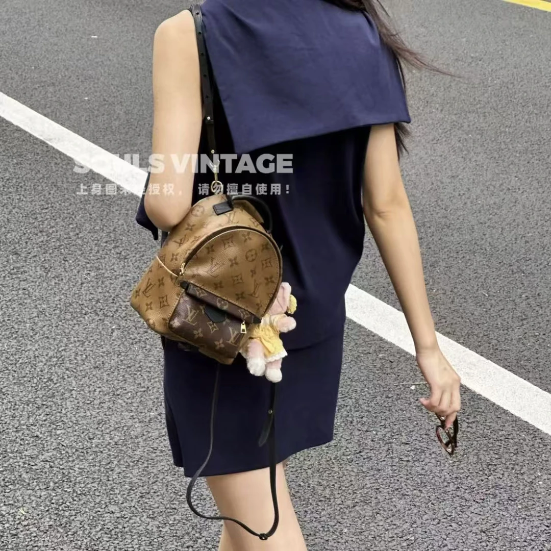 95新 LouisVuitton/路易威登 老花焦糖mini双肩小书包/609900347
