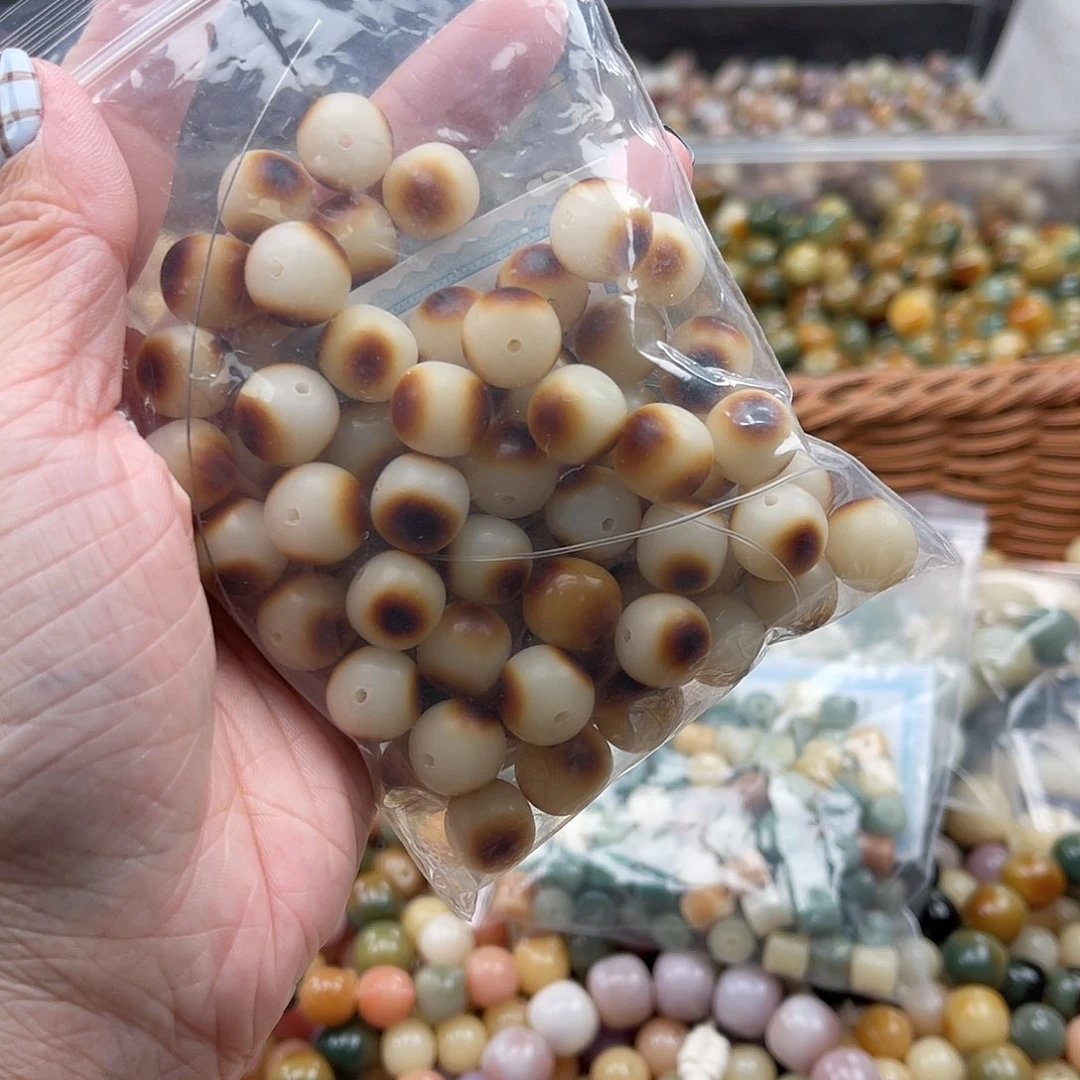 白玉菩提吊坠A/12mm/50颗锅底