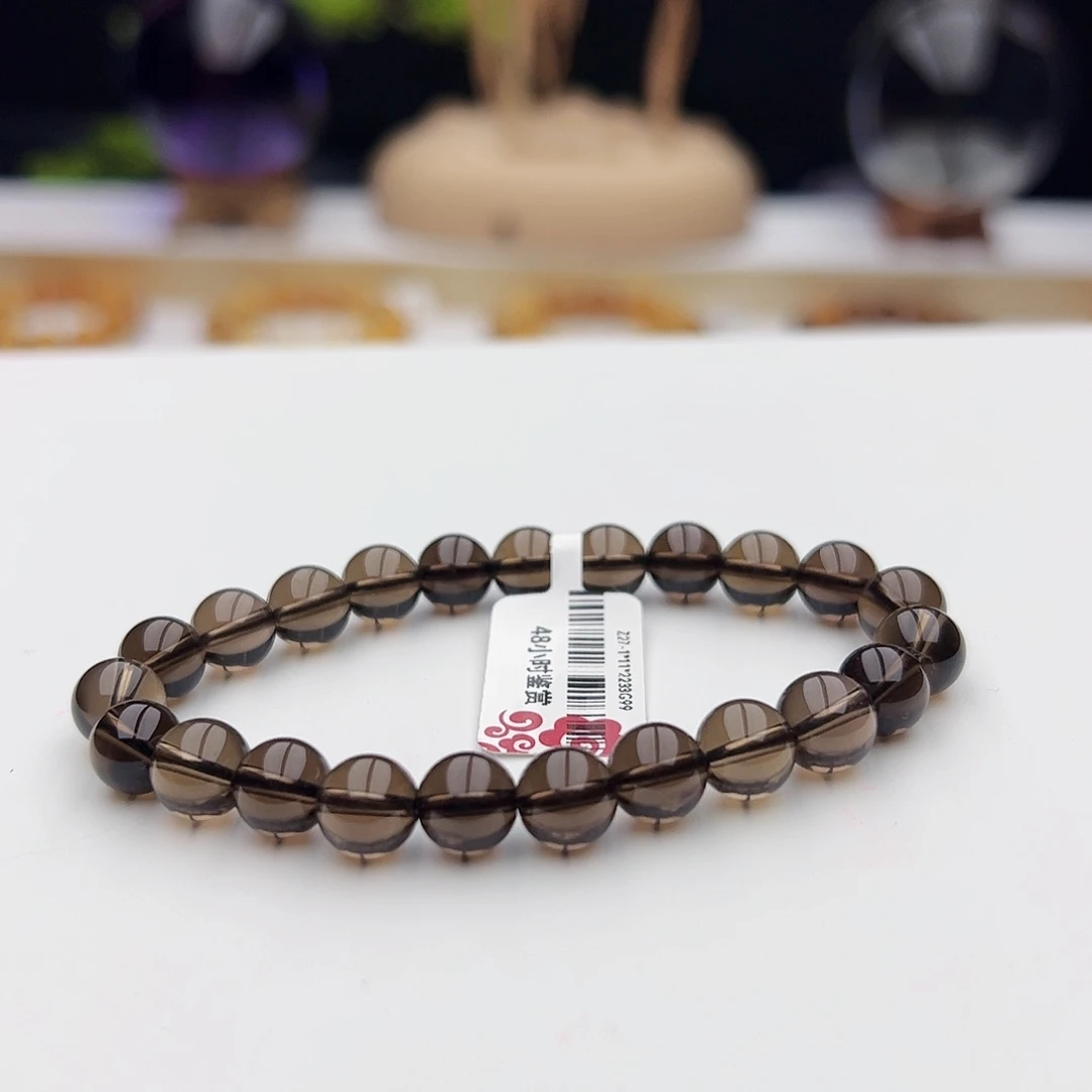 烟晶手链未镶嵌茶晶8mm双A