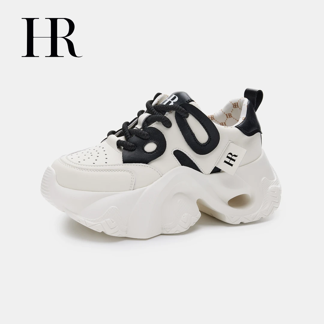 HR/赫莲娜厚底老爹鞋女ins潮2025春季新款百搭熊猫黑白休闲运动鞋