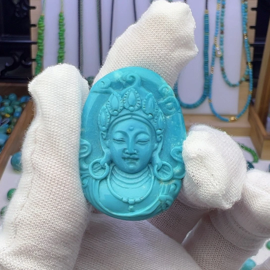 绿松石蓝色雕刻25.5mm兰