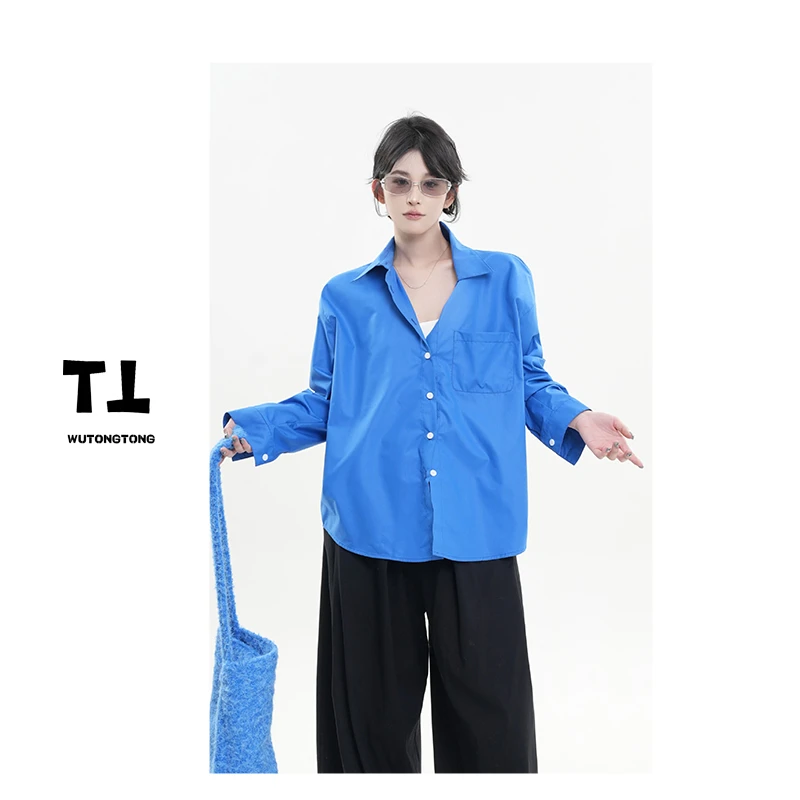 吴童童现货【夜雾】春季长袖衬衫女宽松韩版休闲衬衣61863