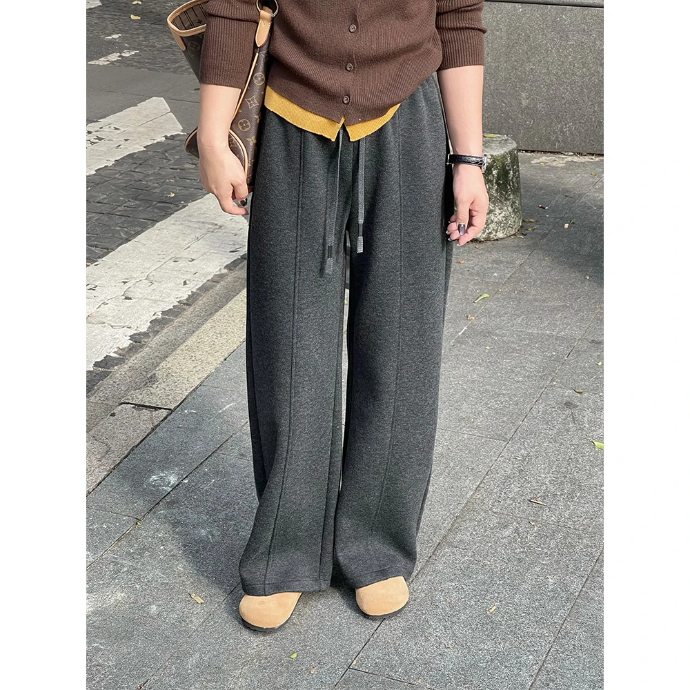 WenWen小个子高级感高腰显瘦窄版直筒裤2025秋新款百搭裤子4383