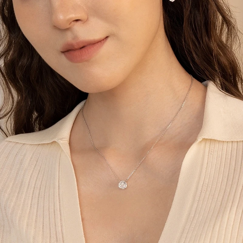 钛钢项链 百搭玫瑰吊坠千禧切项链礼物新款小众轻奢首饰F1968