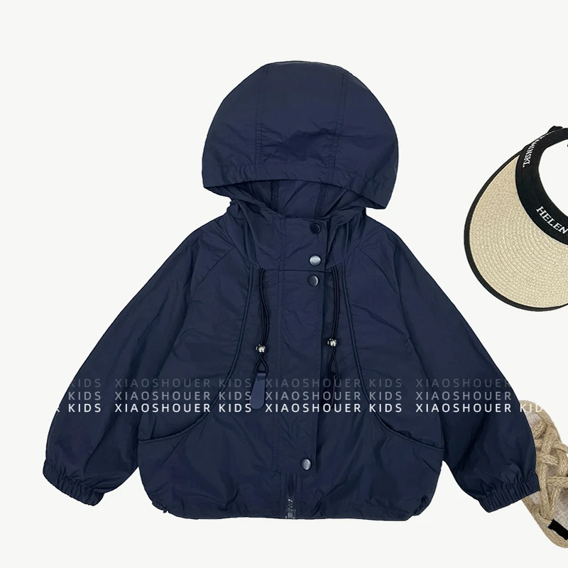 【小首尔】现货-夏儿童韩版简约设计款薄款透气防晒连帽外套HBB7190