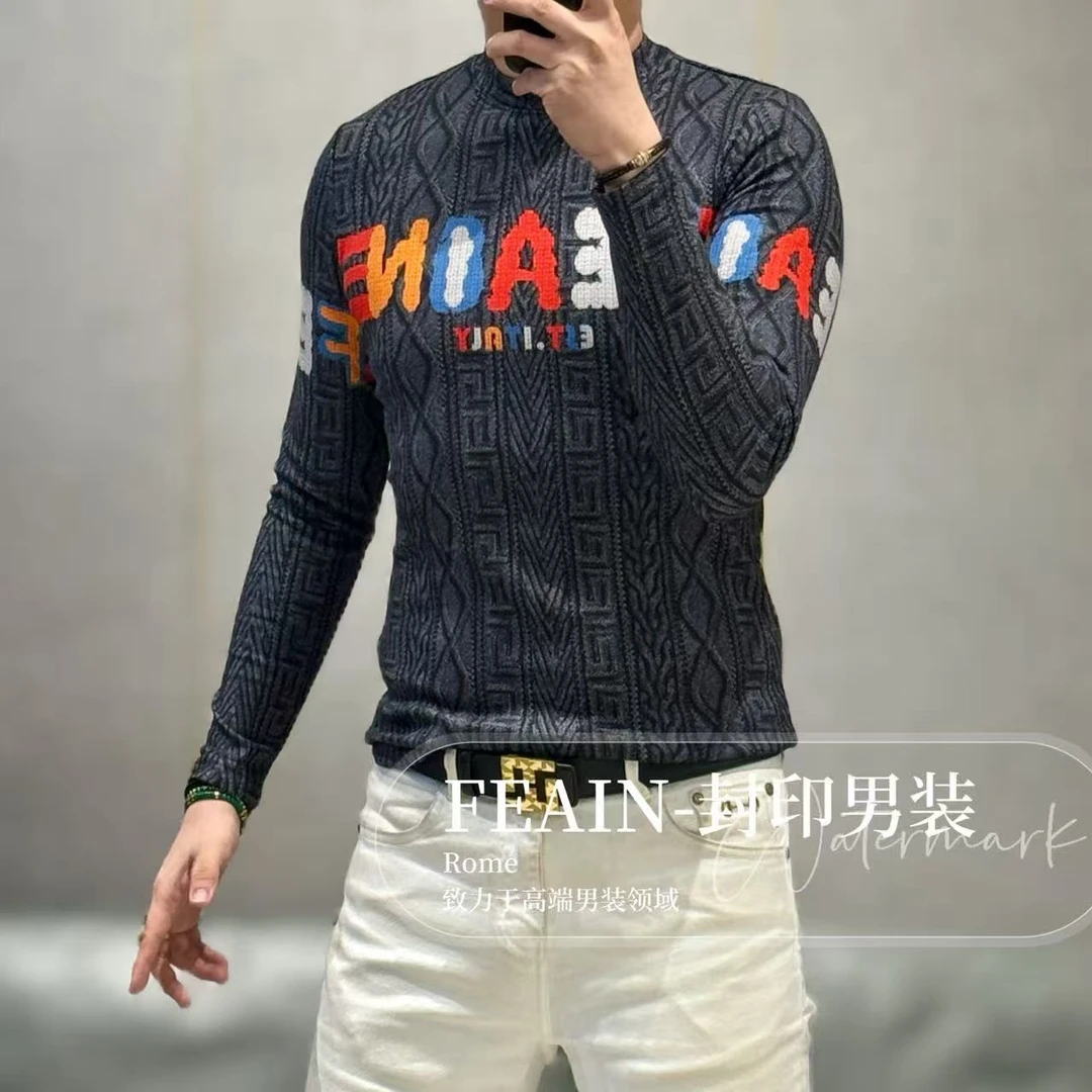 【桑蚕丝山羊绒】高端定制蚕丝羊绒混纺立体印花工艺男士卫衣1270