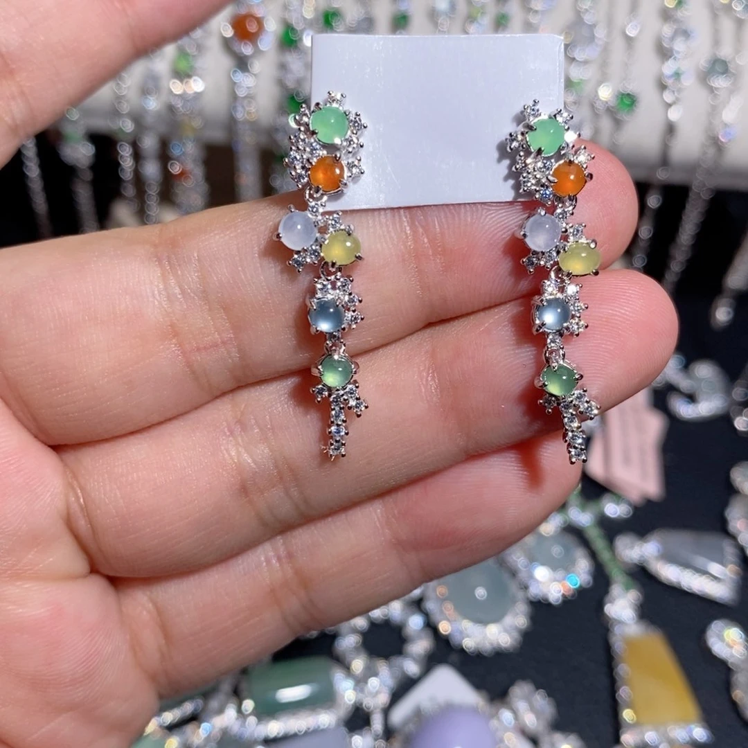 翡翠银S925镶嵌耳饰m m k k