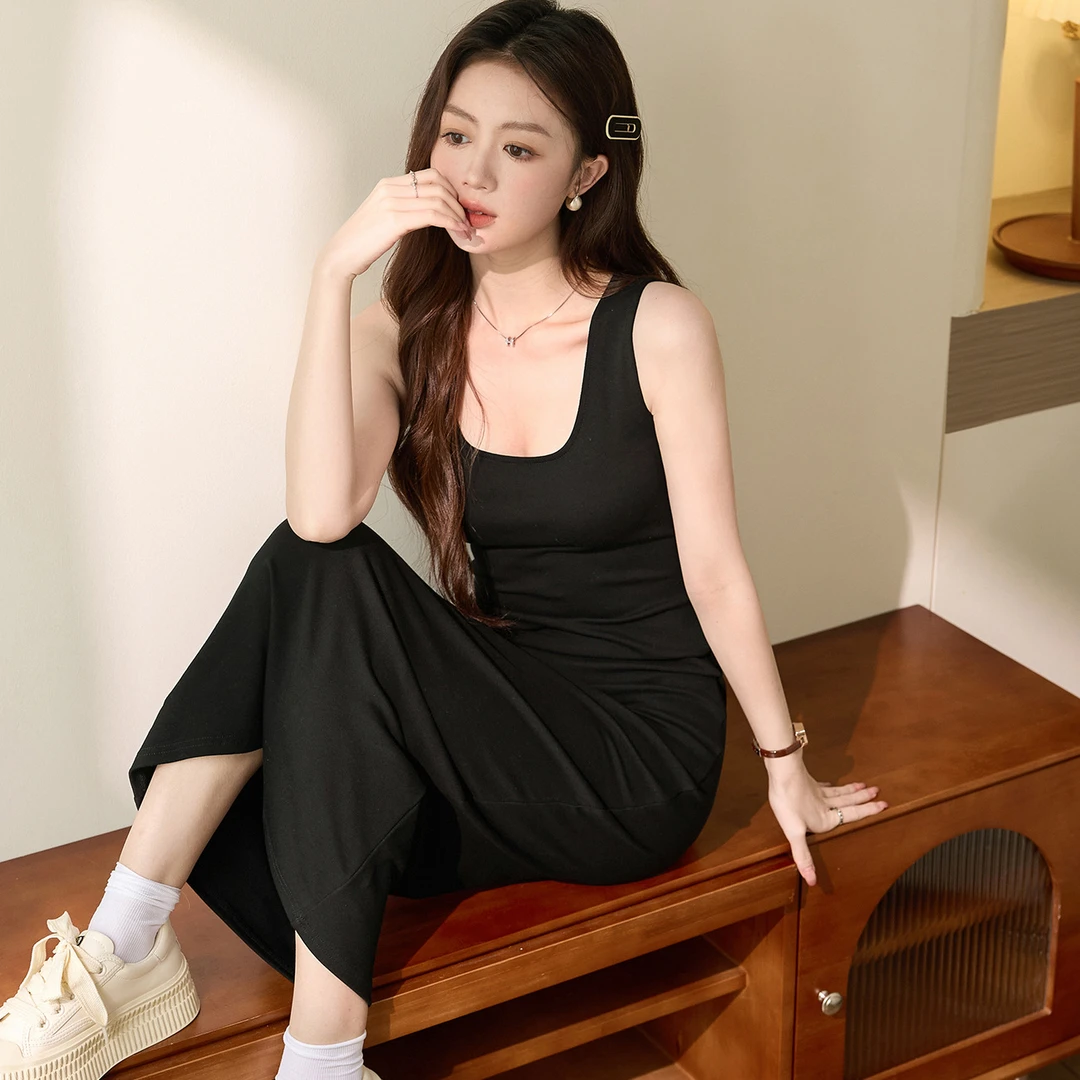 欧若风大码显瘦时尚夏季纯棉背心长裙2025夏新款连衣裙女气质内搭