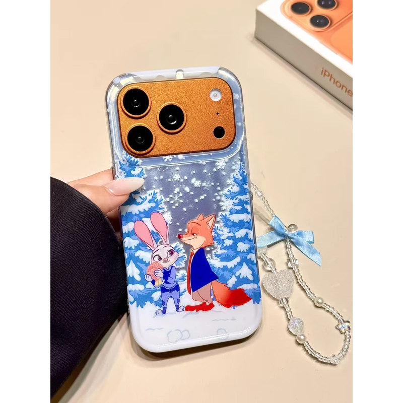 冬日ins雪地雪松朱迪尼克链条适用苹果17promax手机壳15iphone16