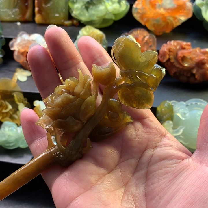 未***染蛇纹石玉未镶嵌发饰