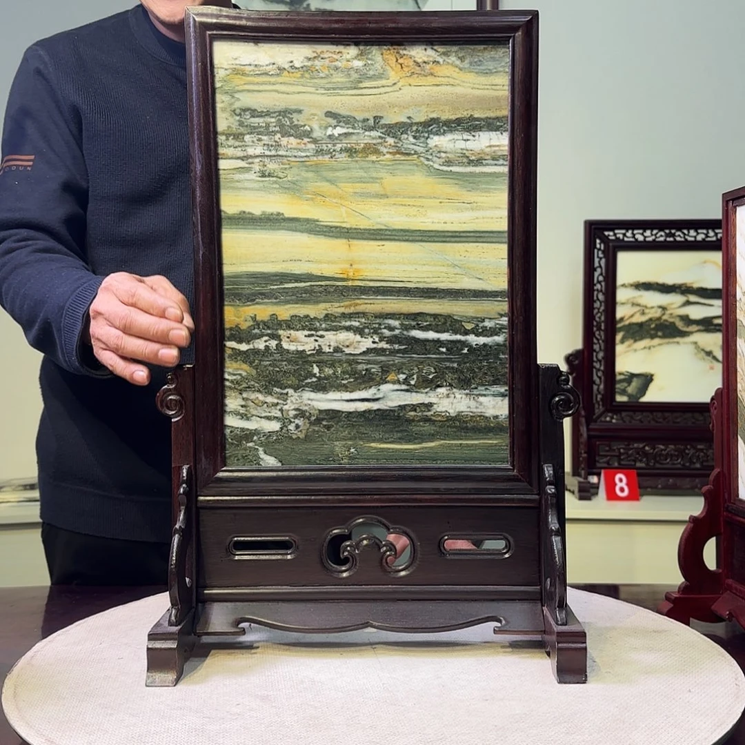 石材天然大理石画屏风35×53