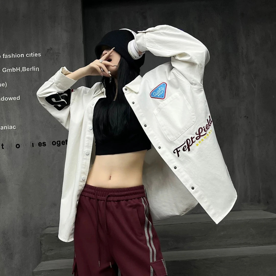 潮牌欧货时尚刺绣百搭款衬衣