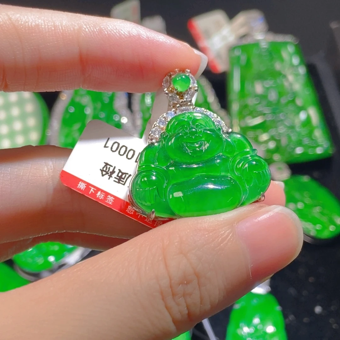 吊坠(不含链)银S925镶嵌翡翠