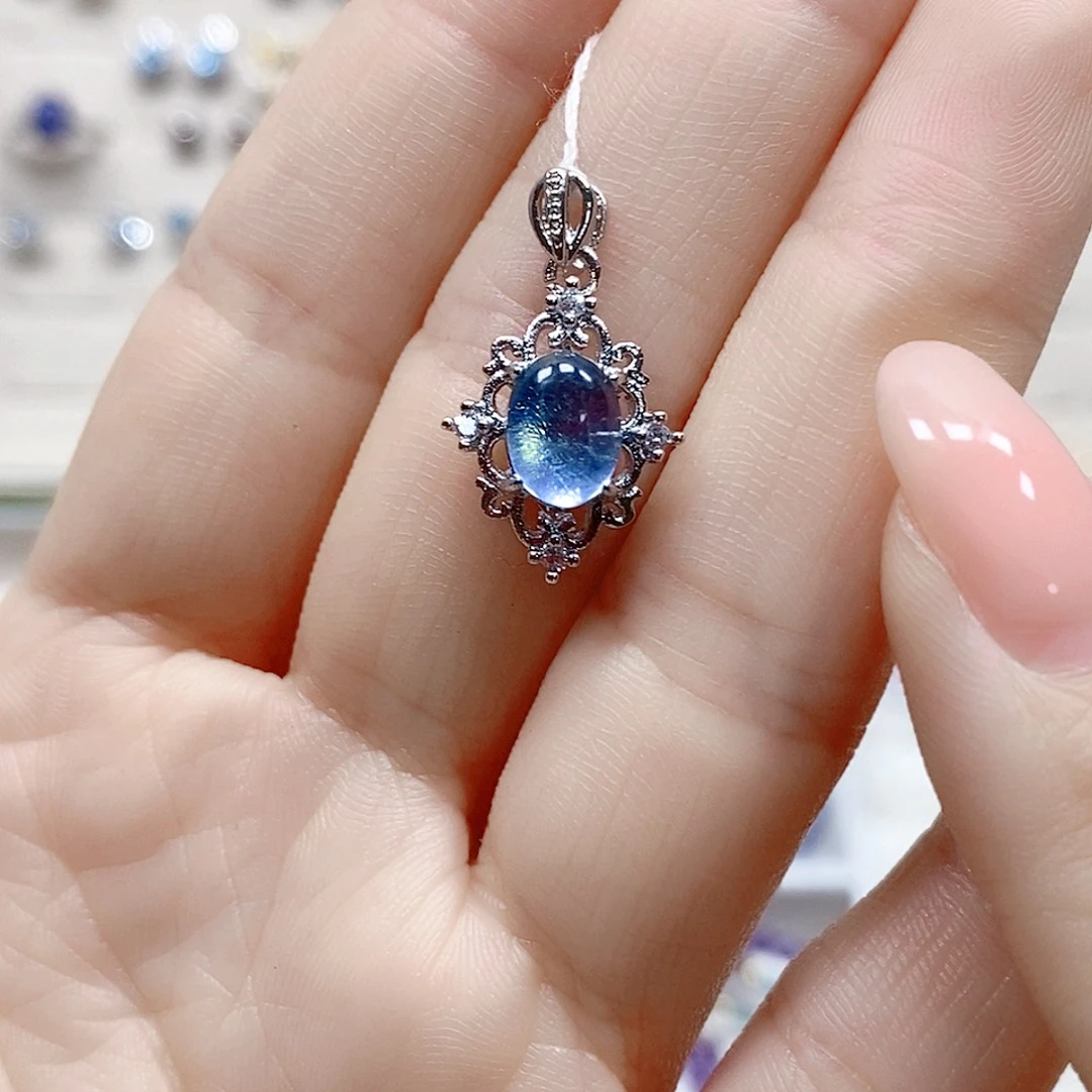 海蓝宝石颈饰银S925镶嵌271