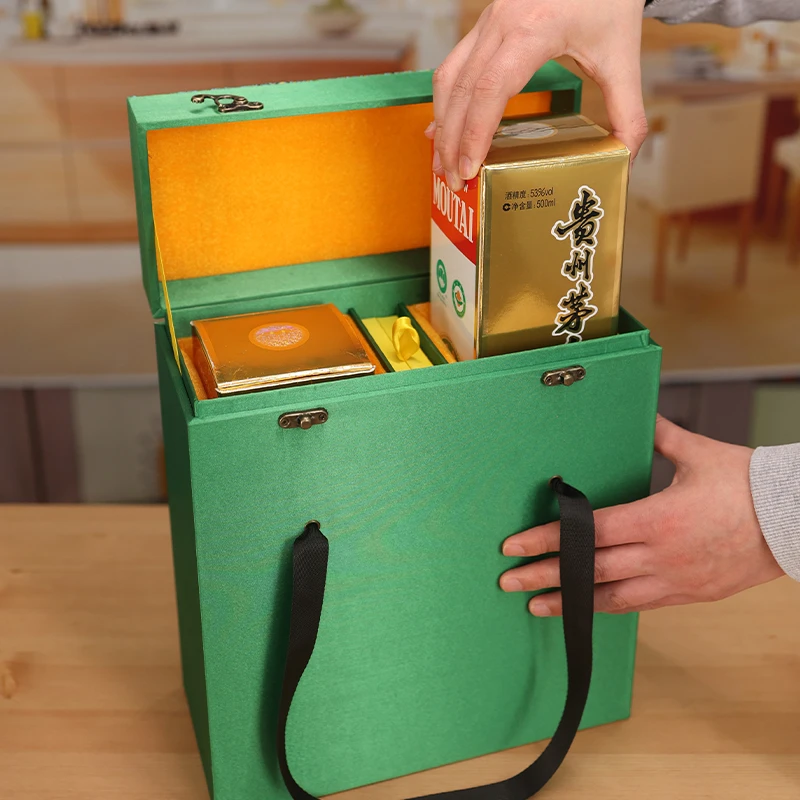 高档礼品酒盒酱香酒手提家用车用可外带木制酒箱礼品盒国潮创意