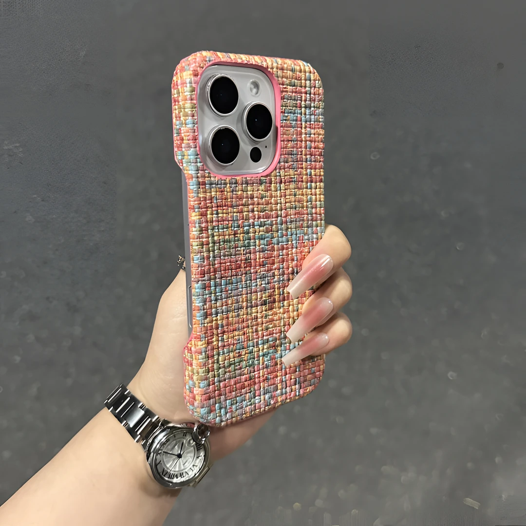 编织纹适用苹果16pro手机壳iPhone15promax散热14夏日必备13女款