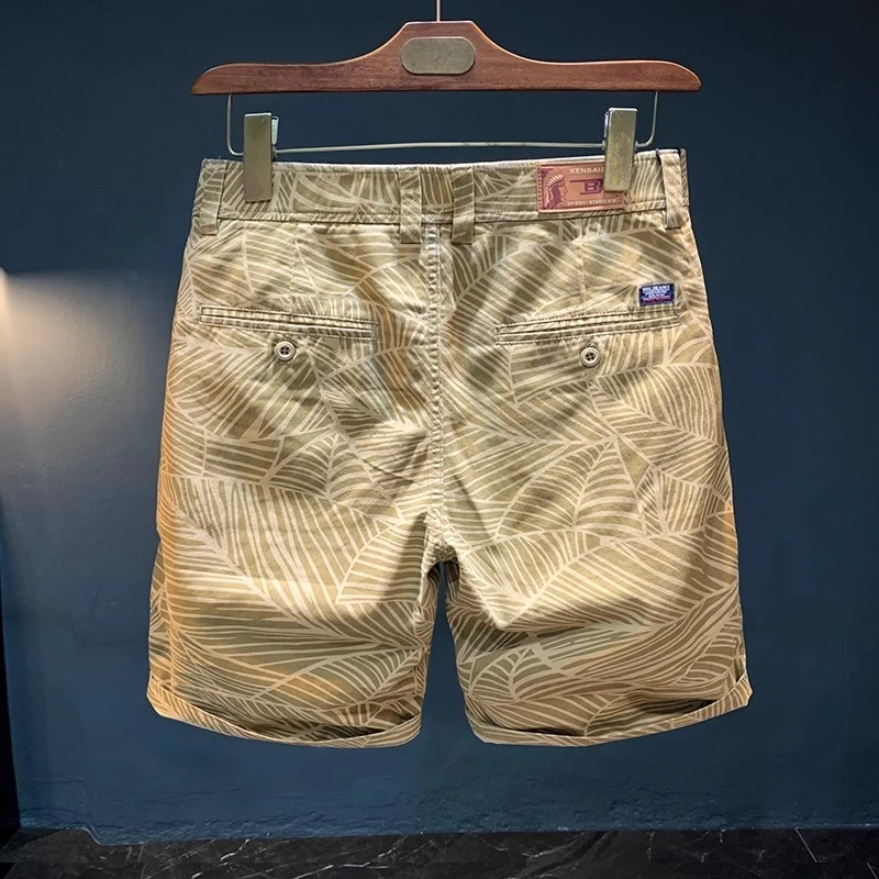 法国Cebrodz几何线条纯棉短裤男高端夏季新款直筒休闲中裤纯棉薄