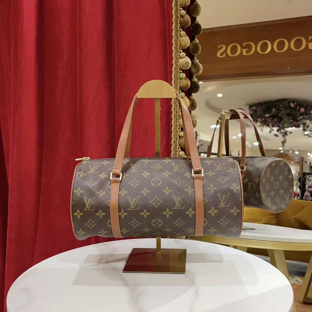 95新 LouisVuitton/路易威登 好好/圆筒30红皮老花手提包54405607