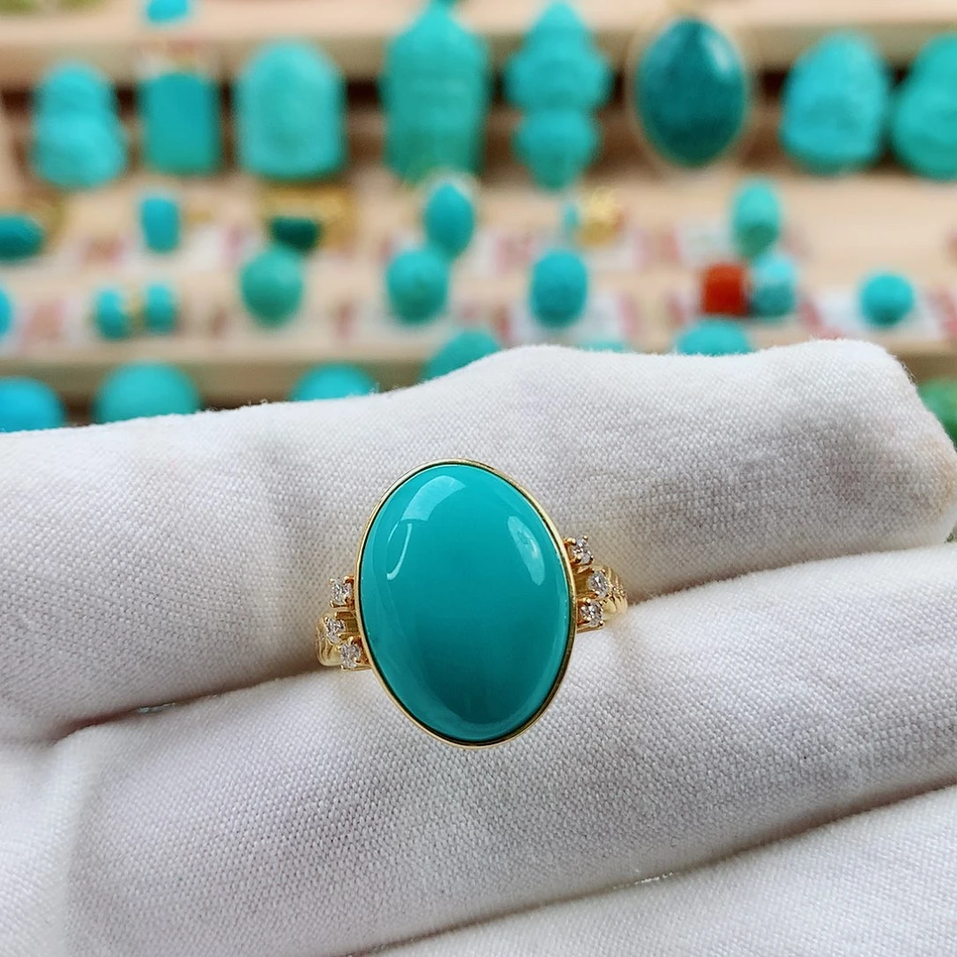 绿松石18K金镶嵌珠宝半成品