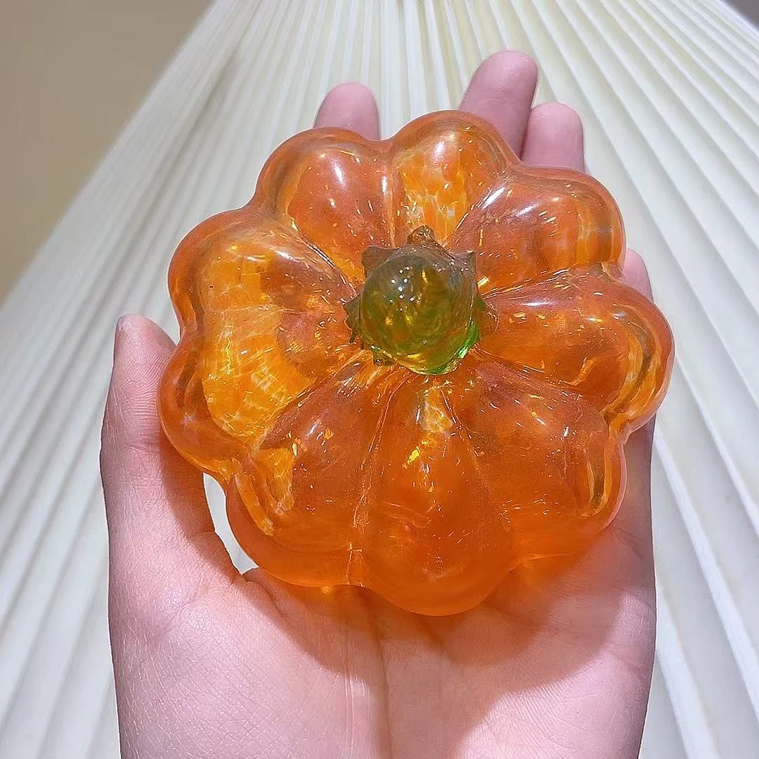 小号橙色透明琉璃南瓜