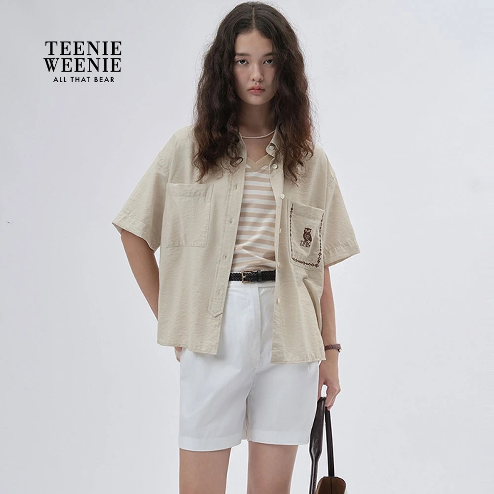 *TeenieWeenie小熊女装25夏新款舒适时髦淡人风衬衫女TTYA257701W