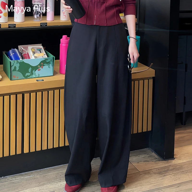 【弯刀西裤】Mayya Plus麦芽定制慵懒风气质弯刀阔腿长裤子32536690