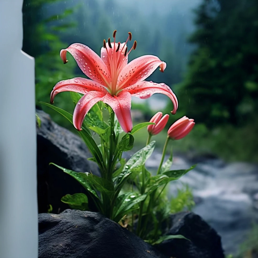 进口百合种球，红色（5个球带盆带土）开花早大花10/12