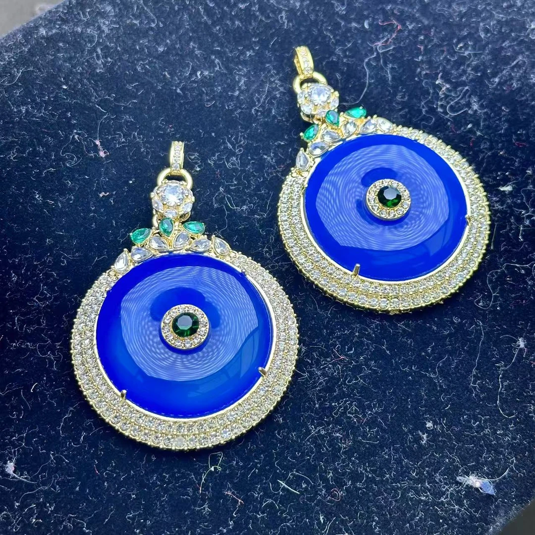 ST7933【福嘟嘟】苍天之瞳蓝玛瑙平安扣吊坠-配链-多样性只发一件