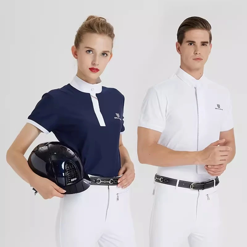 马术T恤POLO衫短袖男女骑士服装马术障碍比赛服成人尤莱特透气