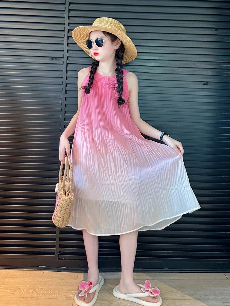 女童波西米亚连衣裙夏季2025新款女大童海边裙子儿童多巴胺小洋裙