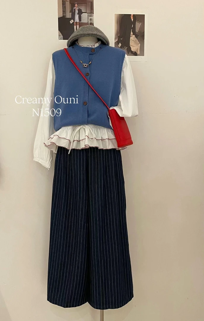 杨杨 荷叶边系带上衣N1509