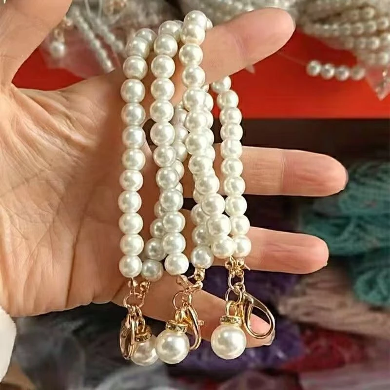 珍珠挂链DIY小花灯球提手配饰手机珍珠挂链手工配件