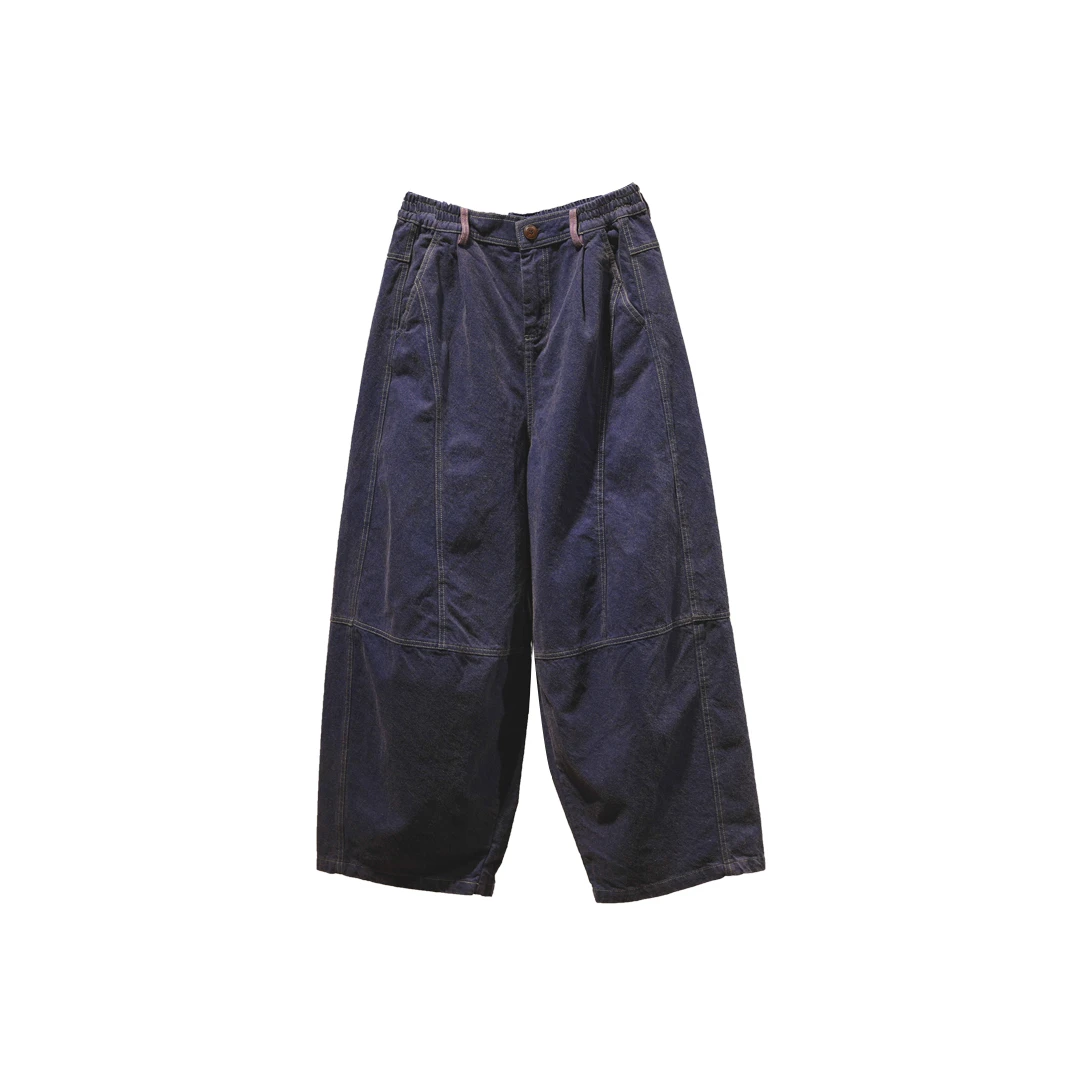 布衣分享 250201 原创设计复古色织双面双压线撞色腰休闲裤