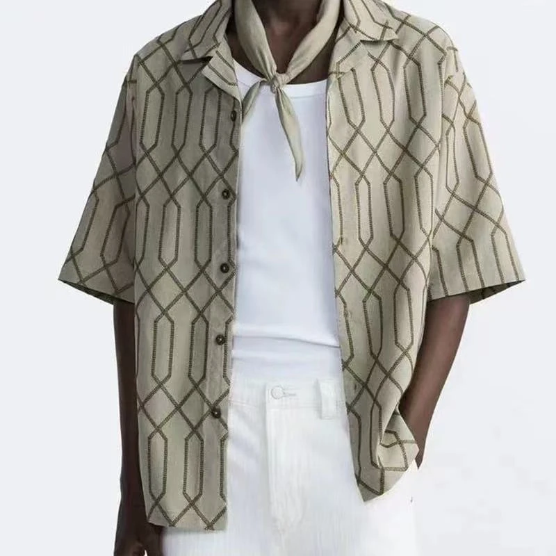 快时尚2025男装夏季新品美式刺绣宽松百搭休闲高端轻奢痞帅男装