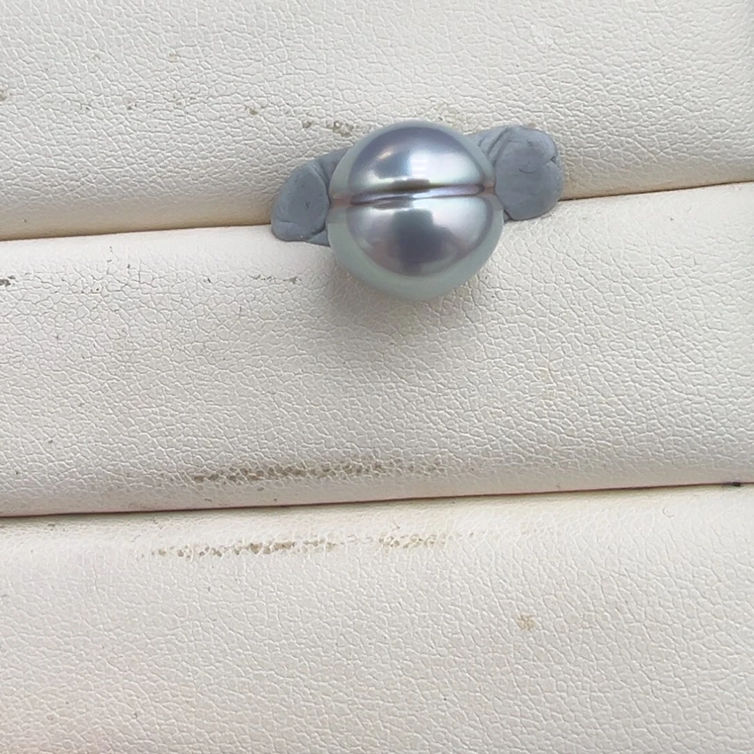 未镶嵌海水珍珠12.2mm铂金灰汉堡型裸珠
