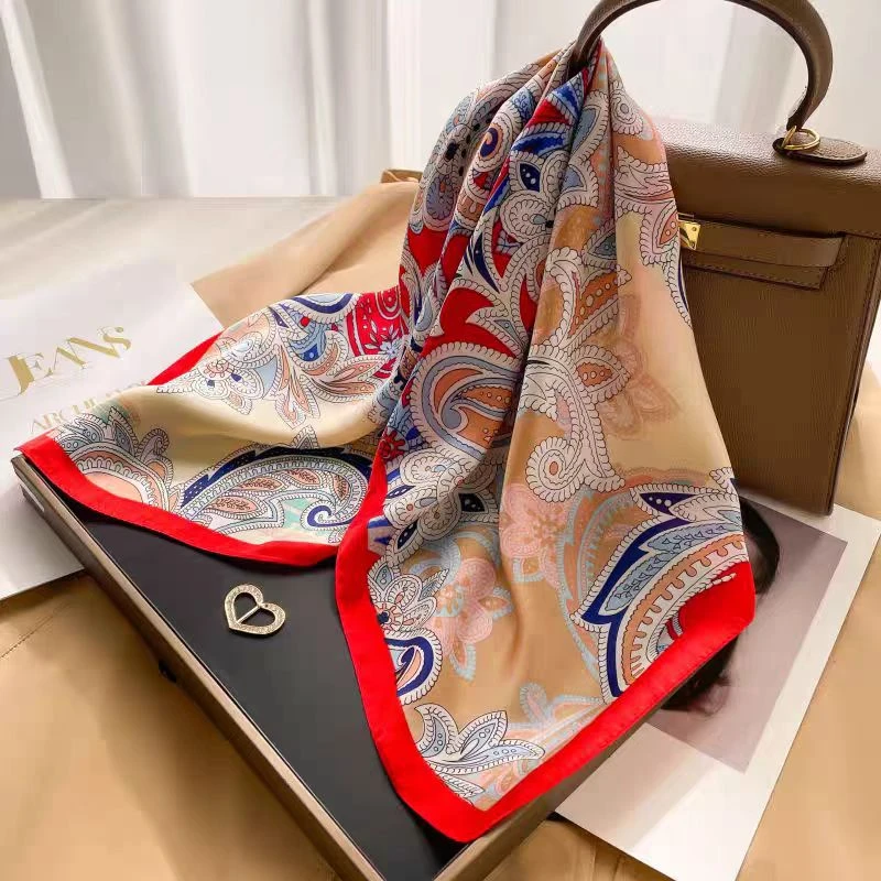 高档丝巾方巾女士轻奢新款素雅百搭优雅气质70*70#3389