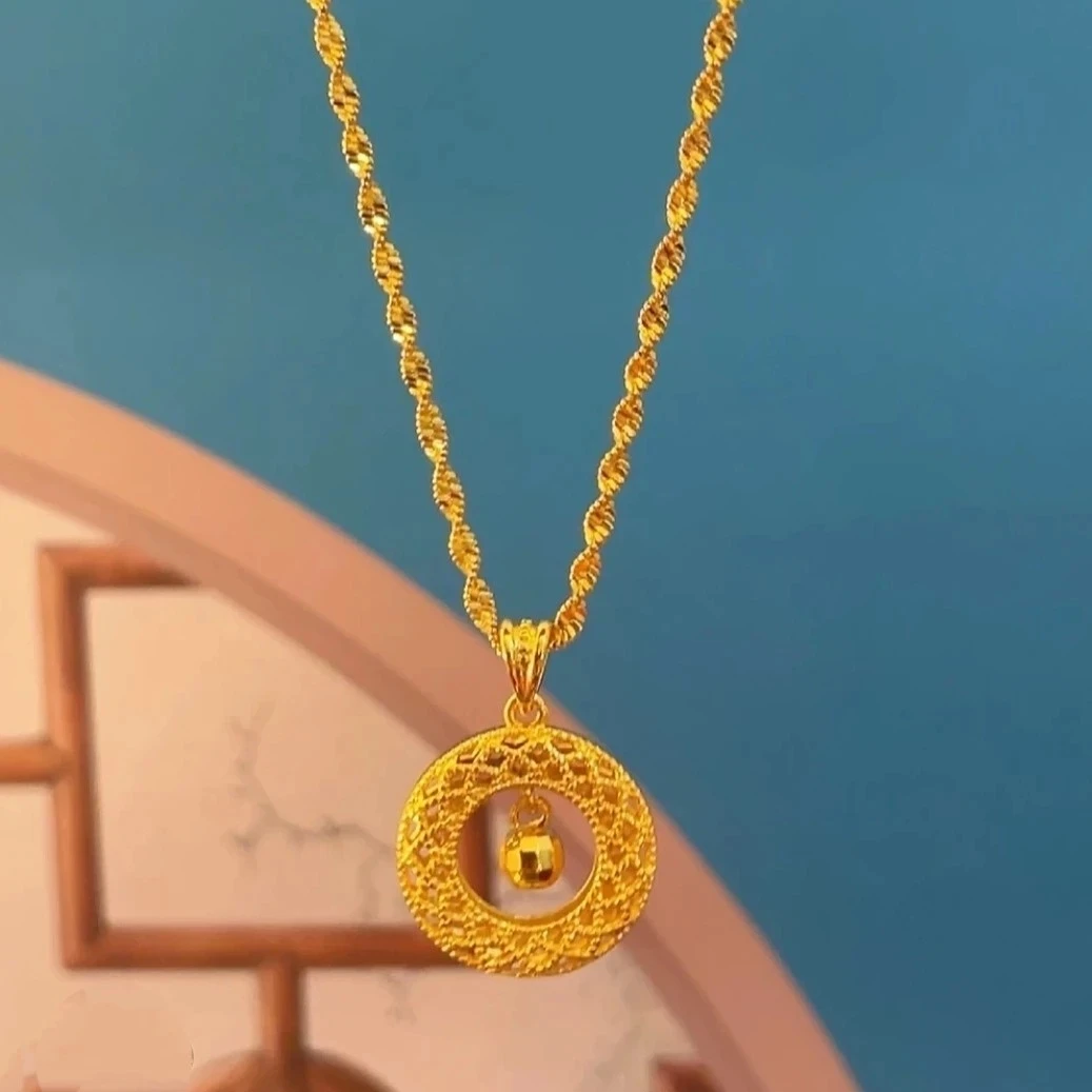 铜合金项链 齐姐专属平安扣项链灵动花丝精致简单大方0305