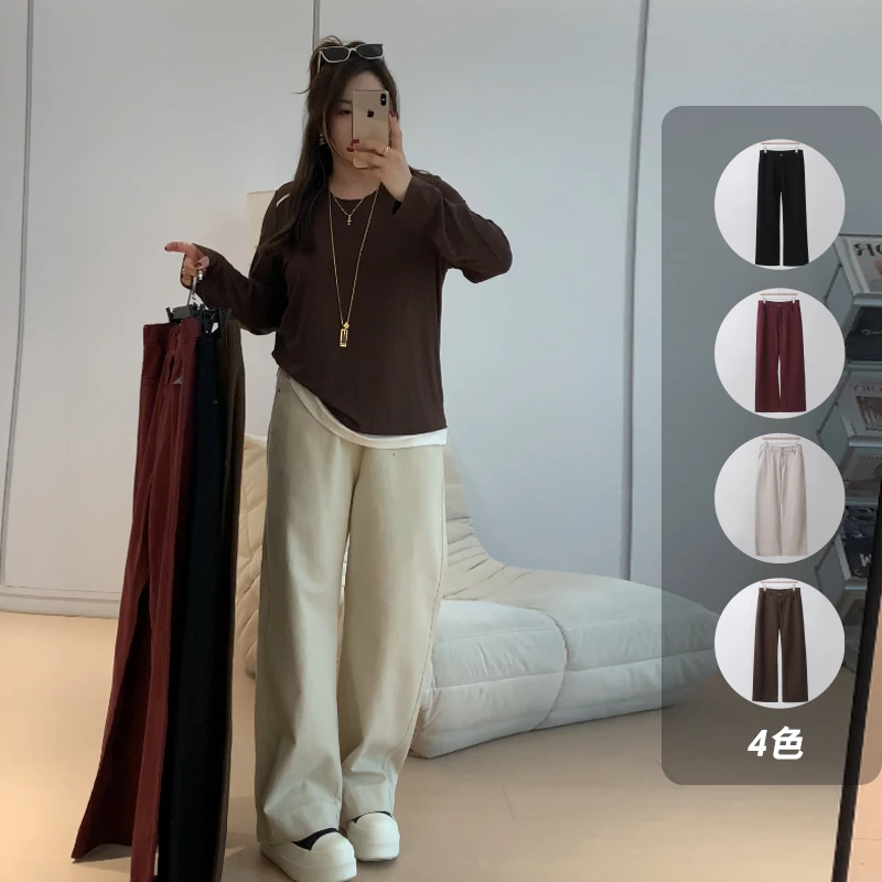 【胖佳佳】信封裤 牛仔裤百搭秋季高腰显瘦直筒长裤女H624Z14225