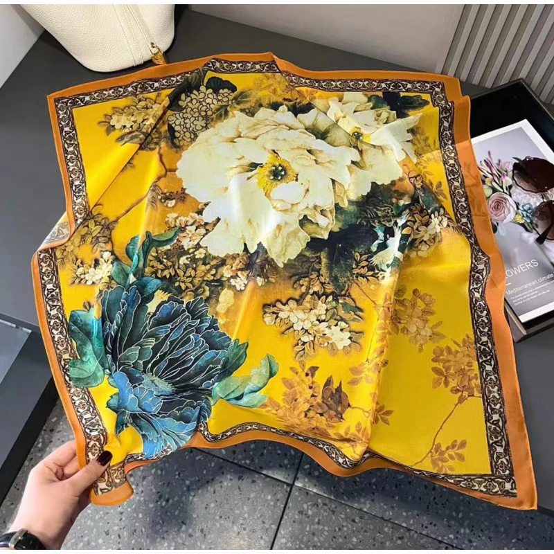 （075）高档丝巾围巾女士披肩新款素雅百搭防晒优雅气质